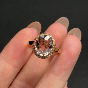 18k gold inlaid with 2.76g vitreous tourmaline ring for women, south african diamond ring 17.5mm
