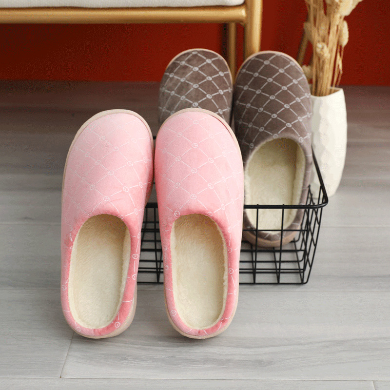 Winter cotton drag men and women couples home warm thick bottom wooden floor indoor confinement shoes non-slip plush shoes