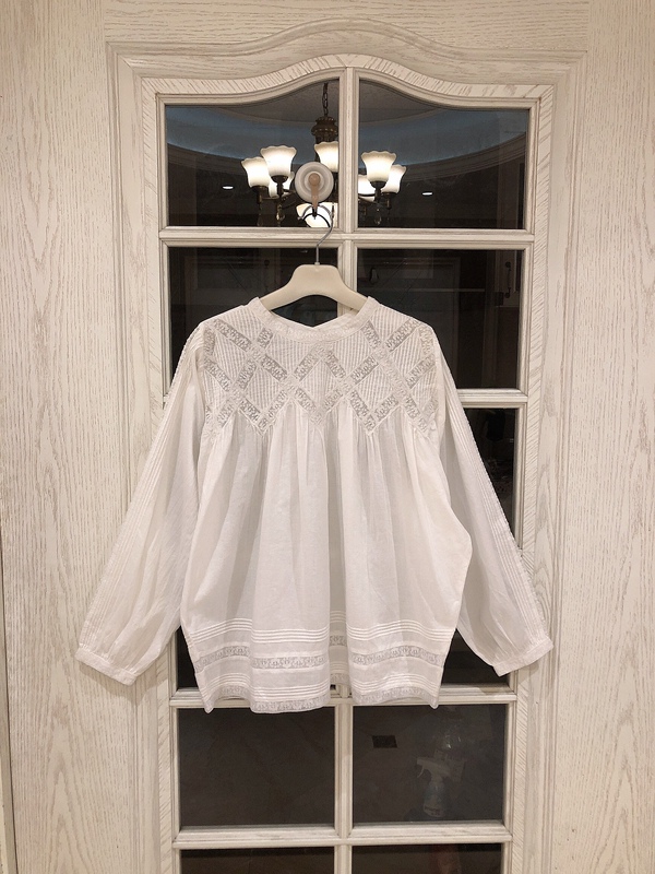Japanese Brand Fanaka Hollow Lace Patchwork White Shirt, Can Be Worn Front and Back