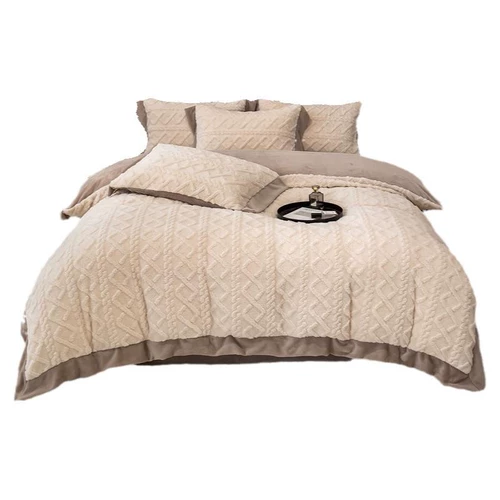 Брендовый зимний флисовый комплект, простыня, детский двусторонний коралловый пододеяльник, легкий роскошный стиль, 4 предмета, увеличенная толщина