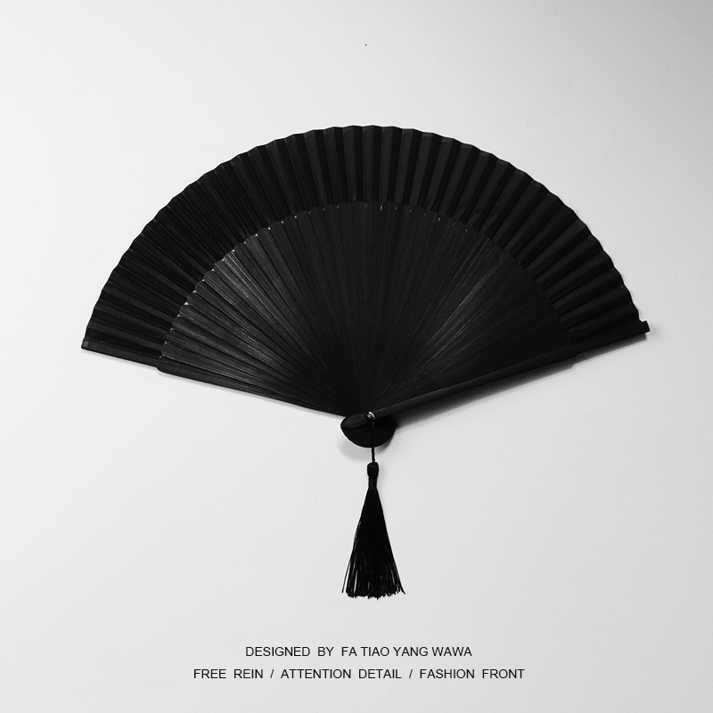 Clockwork home Black bone Black noodle row fan fan Black fan bag fan