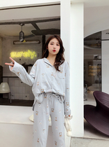 Homemade thickened autumn and winter small animals full of cotton can't afford to ball girls pajamas gray home clothing suit
