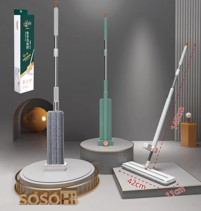 Jiacaijie Flat Mop, Hand-Washable, Washable and Mopping, One-Piece Lazy Mop, Great Value Special Price (3 Cloths in Total)