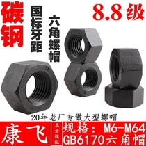 National standard GB-6170 Black 8 Grade 8 hex nut nut M6M8M10M12M14M16M18M20-M64