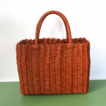 Woven plastic tube shopping basket portable vegetable basket morning market grocery shopping basket picnic basket bath basket portable picking storage
