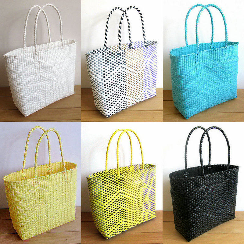 New foreign trade woven bag woven vegetable basket wavy pattern hand basket beach bag shopping basket storage basket handbag