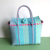 Foreign trade new vegetable basket thin strip woven bag handbag basket grocery shopping basket with lid vegetable basket bag picnic basket shopping basket