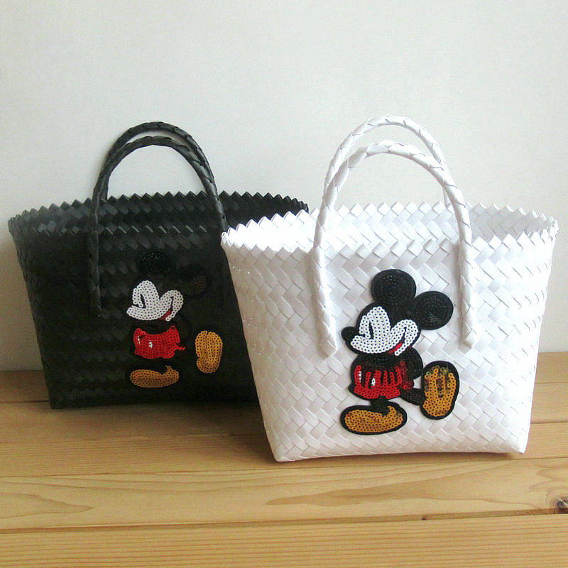 New cartoon woven bag hand basket holiday beach bag vegetable basket bag hand woven bag popular shopping basket