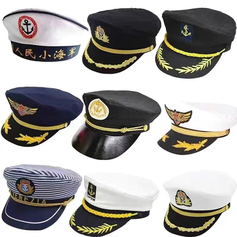 Navy Cap, All-Cotton, Spring and Summer, Unisex, Performance, Children's Flight, Air Force Cap, Captain Flat-Top Hat, Sailor Captain Hat