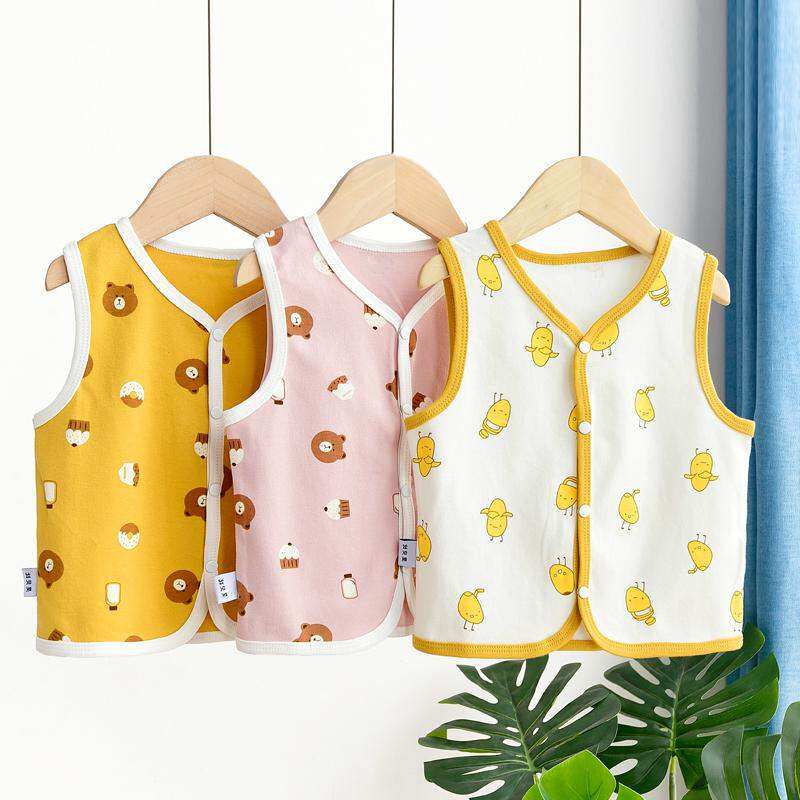 Baby Marchaea Summer Thin Sheet Cute to prevent the cool baby from wearing spring and autumn small vest pure cotton single layer half