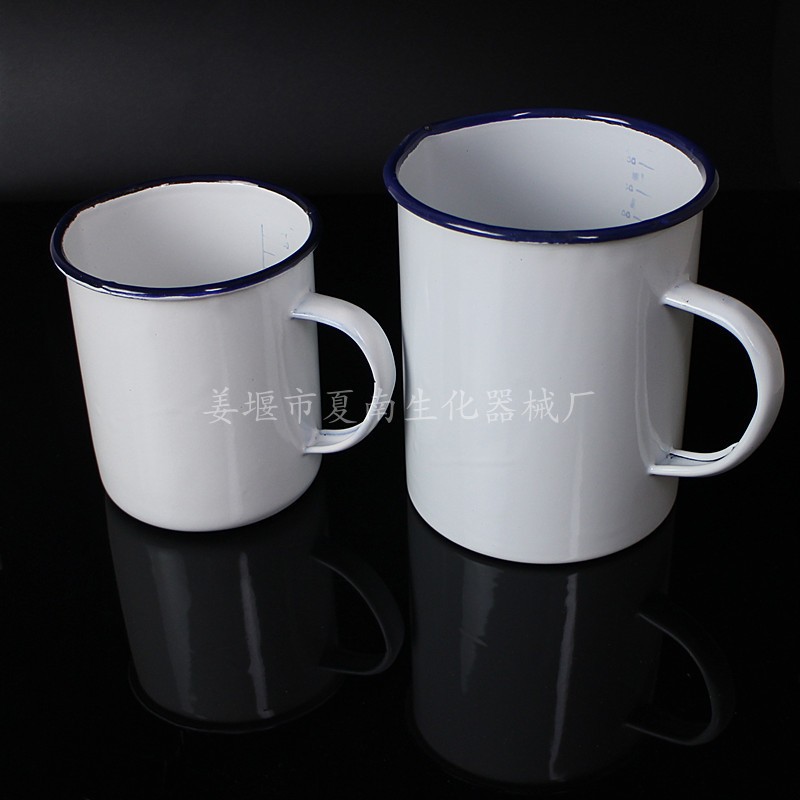 上海白鹅搪瓷量杯500ml 1000ml内带刻度白瓷缸白瓷量杯搪瓷烧杯