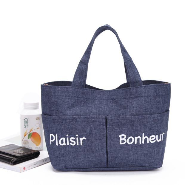 Túi vải denim đơn giản Túi vải túi ăn trưa Túi đựng đồ ăn trưa với túi tote gạo B4443 - Hộp cơm điện sưởi ấm hộp cơm magic