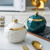 Light luxury seasoning jar large seasoning box one catty ceramic seasoning jar set kitchen monosodium glutamate salt jar single