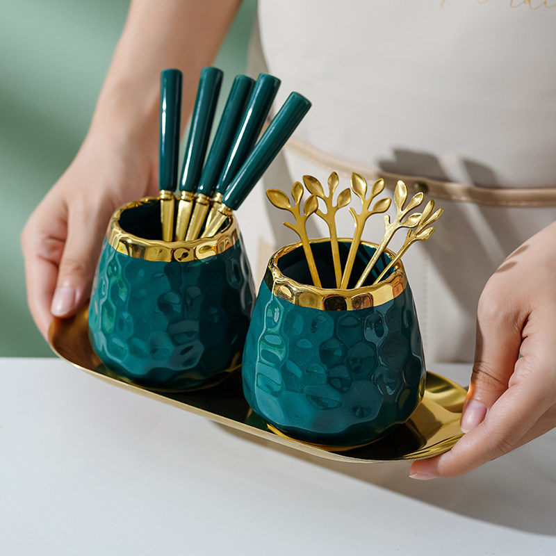 Leaf fruit fork fruit fork set creative cute single light luxury stainless steel home INS Nordic style