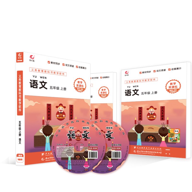 Zhiyuan People's Education Department edited primary school Chinese teaching resource package fifth grade first volume synchronous teaching software CD