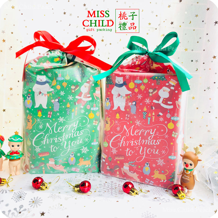 5 Japanese Christmas Drawstring Bag Drawstring Pocket Children Candy Gift Gift Doll Storage Plastic Bag Packaging Bag