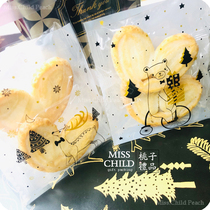 100 Christmas packaging bags Christmas candy packaging self-adhesive bags fresh bear elk Golden transparent OPP bag