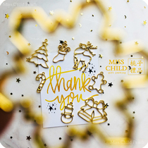 Christmas gold decoration pendant Christmas Tree bells Snowflake shape pendant Gift box wrapping paper accessories decoration