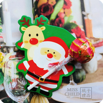 50-piece Christmas Lollipop decoration paper card Cute Santa Elk cartoon sugar candy card 