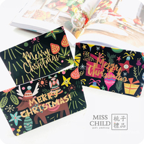 Creative Christmas card dream Christmas elk gift thank you card bronzing folding card Thanksgiving blessing card