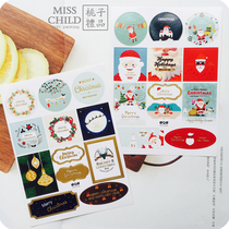 24 Stickers Christmas Cartoon Wreath Santa Claus Bronzing ins Sealing Decorative Stickers Gift Wrapping Stickers
