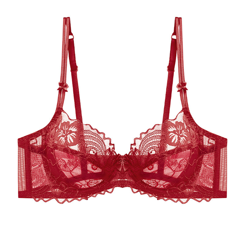 Sexy Lace Ultra-Thin Bra Set for Large Busts, Anti-Sagging, Summer D Cup, Plus Size, Zodiac Year Underwear for Women
