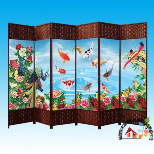 Mây vải màn hình phân vùng thời trang rơm gỗ phòng khách cửa sổ màn hình gấp khách sạn màn hình văn phòng hiên - Màn hình / Cửa sổ vách ngăn phòng bếp bằng gỗ