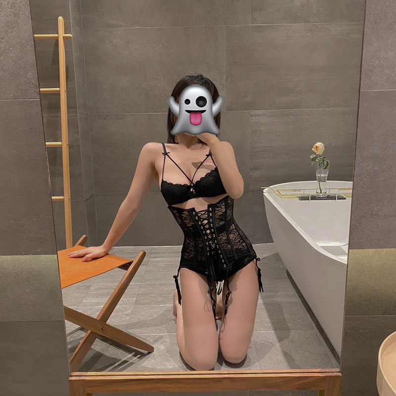 Large Chest Display Slim Water Drop Sexy Underwear Suit PASTTEN Pipe Aunt the same section C-007 Retro Black Lace Lingerie