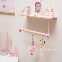 ins same partition children room decorated with partition shelves wall decoration wall-mounted single layer upper plate lower stick clothing hanging