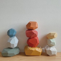 ins Nordic solid wood colored stone building blocks educational toys stacked music childrens table environmental protection game ornaments