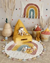 Cute childrens room princess style bedside decoration rainbow tassel carpet kindergarten childrens crawling carpet decorative blanket