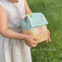 ins handmade straw childrens one-shoulder cross-over hand bag photography props street photography accessories fashion embroidery straw bag