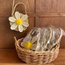 ins Korean Net red Daisy childrens straw bag Street shooting props woven cute flower handbag crossbody