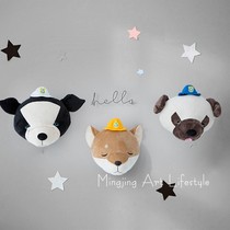 Nordic dog animal head Wall Wall decoration three-dimensional pet decoration pendant childrens room childrens clothing shop decoration wall decoration