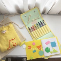 INS new childrens brush canvas storage bag multifunctional portable shoulder bag crayon painting bag stationery backpack