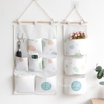 Nordic cotton linen fabric storage bag door rear simple hanging bag storage bag wall hanging bag