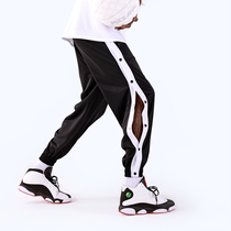 Full open buckle breasted pants American basketball training side row beam feet straight tube wide legs High street leisure sports hipster summer