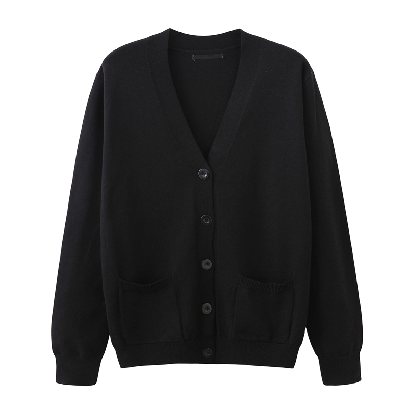 Black Doctor and Nurse Knitted Cardigan, Spring and Autumn 2026 New Style, V-Neck, Loose Fit, Unisex Sweater Jacket