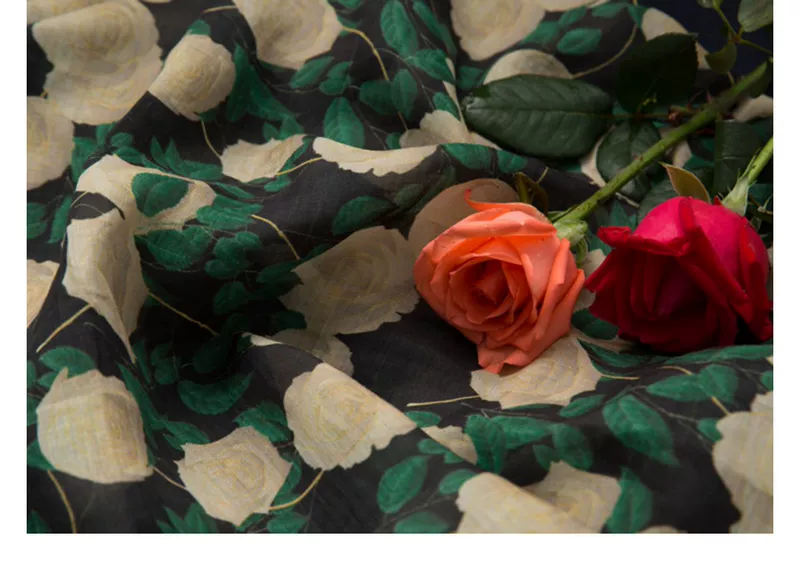 [White Rose] retro mục vụ tươi in vải ramie áo choàng vải mùa hè đặt hàng thương hiệu - Vải vải tự làm vải da may quần áo