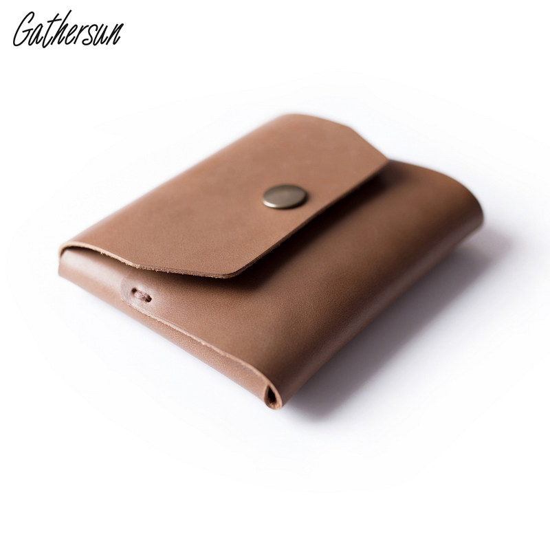 New cowhide handmade simple small wallet crazy horse leather mini short personality men and women portable coin purse