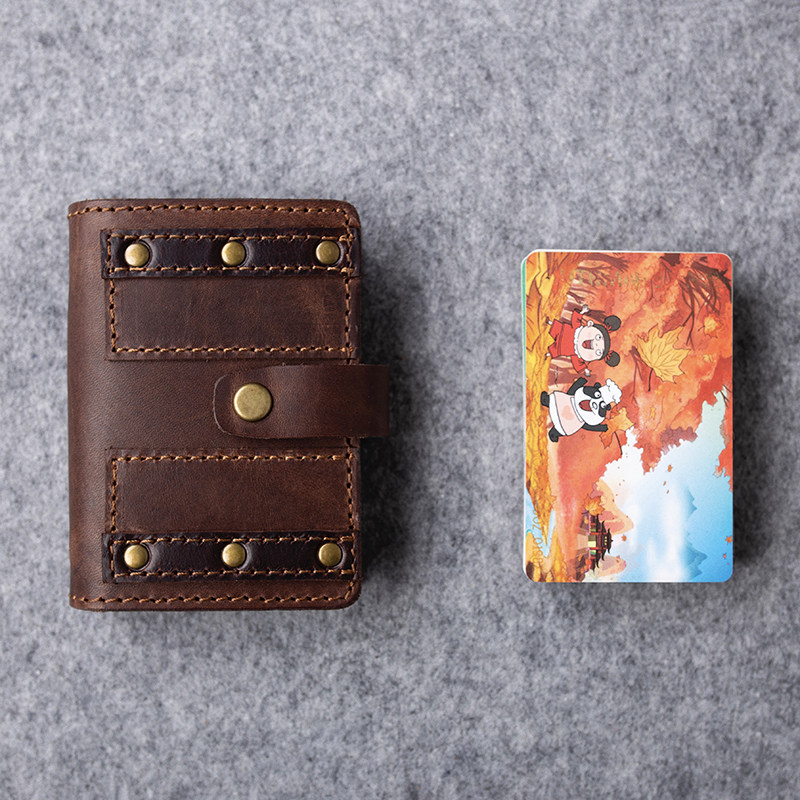 Original handmade cow leather multifunction large capacity card bag genuine leather retro Inn wind bank card documents card package bag