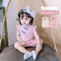 Korean baby summer clothes Newborn one-piece summer princess clothes Net red female baby harem thin section