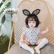 Korean baby one-piece dress summer newborn girl baby Chiffon bag fart dress Summer princess triangle climbing suit
