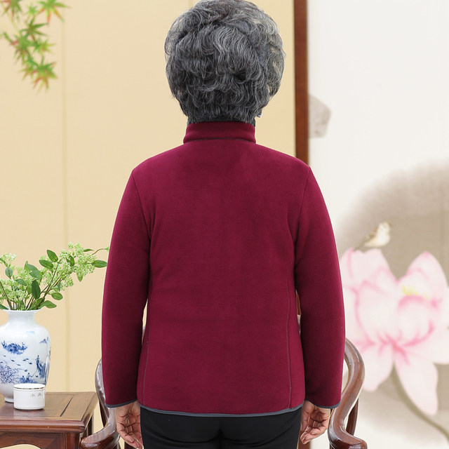 Mom's winter coat, grandma's cotton coat, short thickened sweatshirt, polar fleece, middle-aged and elderly women's autumn cotton jacket