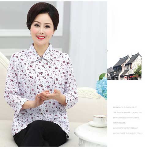 Bà cụ 60 tuổi tải áo mùa xuân đồng bằng 70 bộ quần áo trung niên - Quần áo của mẹ áo cho người trung tuổi