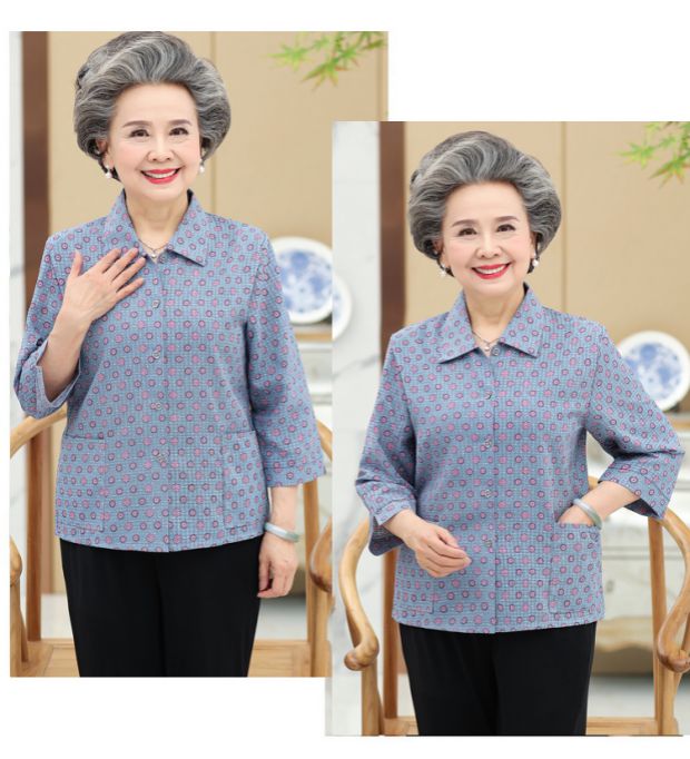 Áo bà mùa xuân dài tay mẹ hai mảnh phù hợp với phụ nữ trung niên mùa hè quý bà quần áo mỏng 70 tuổi - Quần áo của mẹ áo vest nữ trung niên