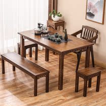 Tea table and chair combination simple coffee table retro Chinese tea set table one home small tea table kung fu tea table