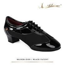 ADS mens Latin dance shoes boys adult black cha-cha competition non-slip dance shoes patent leather two-point sole MG3028