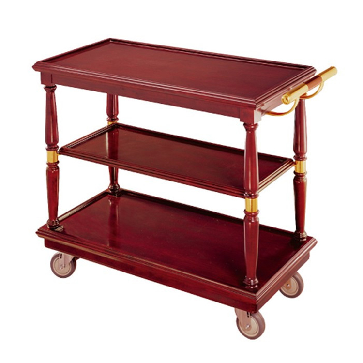 Snackcar mobile trolley mobile three-story service car mobile solid wooden cart fast breakfast breakfast multi-function dining car