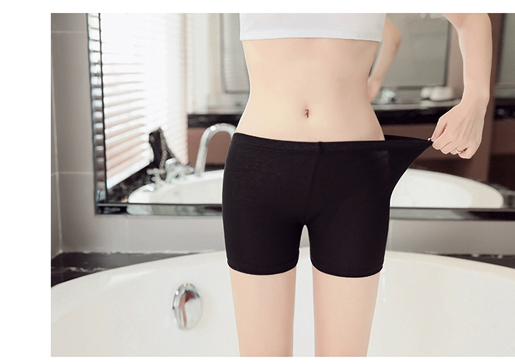Modal Boxer Tóm tắt Bà Quần an toàn chống ánh sáng Quần legging ba điểm màu đen Quần short bảo hiểm đen trắng quần sooc da nữ cao cấp